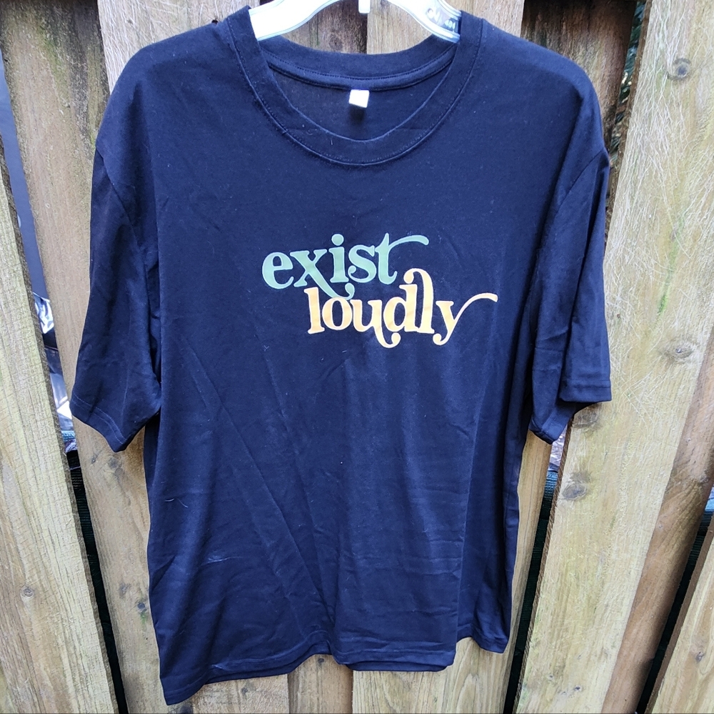 *NWOT* Mens XL Black Cotton Tshirt Exist LOUDLY